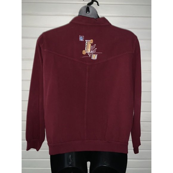 Phoenix Conexion USA Sz XL ART to WEAR Hand Painted Burgundy Red Jacket EUC - Picture 7 of 9